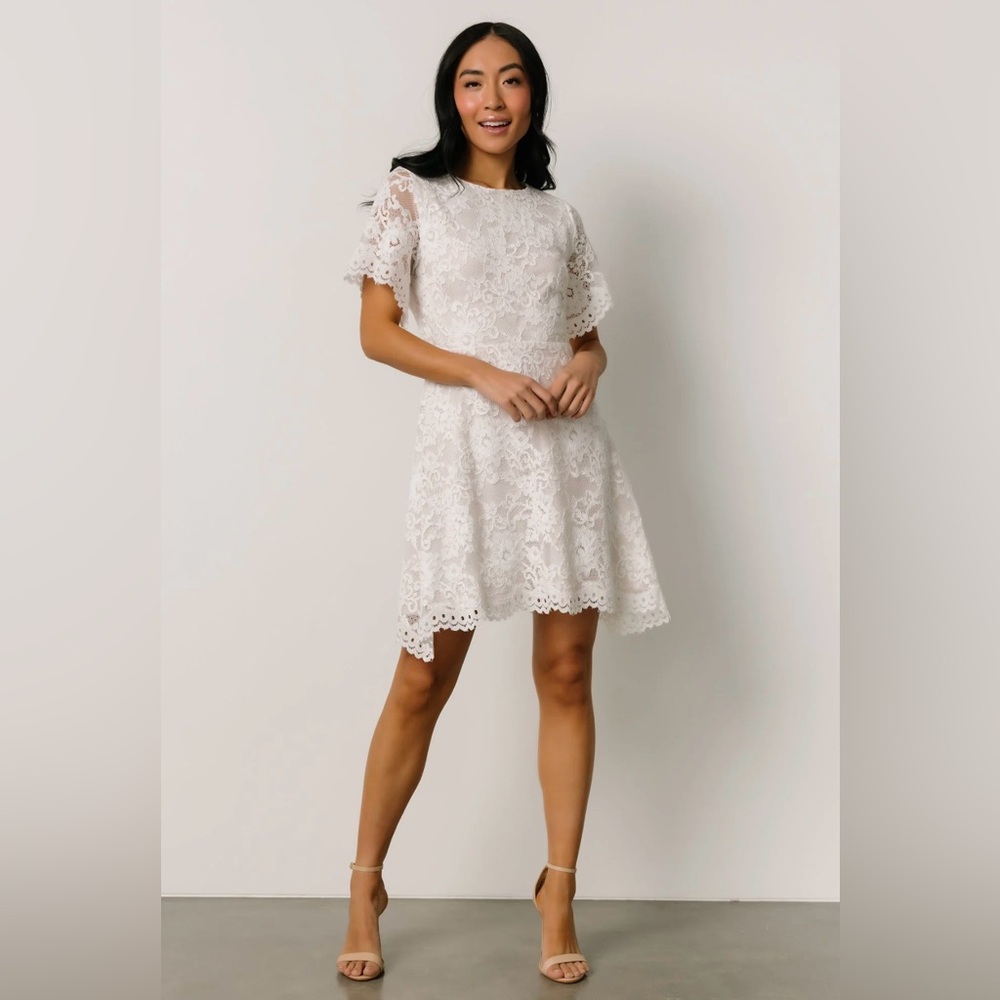 🤍 Baltic Born | White Lace Short Dress | Large